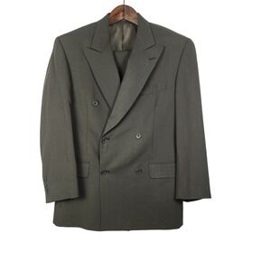 Joseph & Feiss Mens 36S 32x30 2pc Double Breasted Wool Suit Olive Green Business